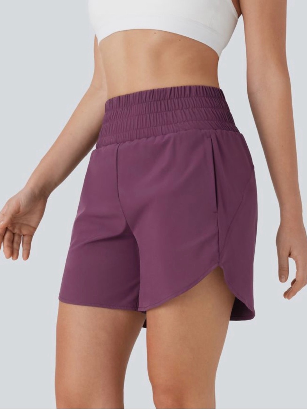 HALARA High-Waist Athletic Shorts in Plum